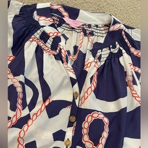 Lilly Pulitzer Elsa Top in Anchor print. Navy, white and red. Size small. GUC.